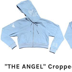 BADWOOD Angel Crop Zip Up Hoodie L
